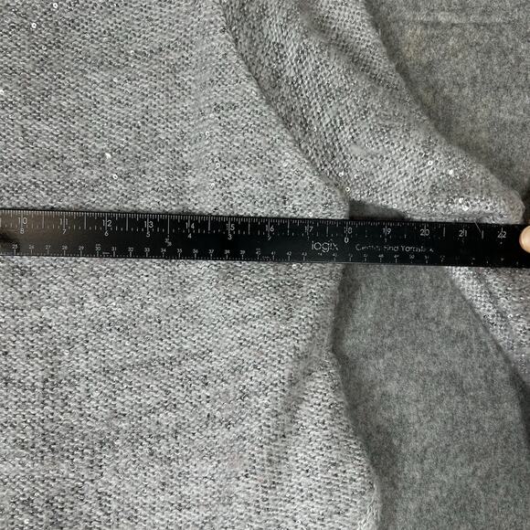 THML Sweater Womens Small Gray Knit Sequin Pullover Chiffon Underlay Buttons - Picture 3 of 8